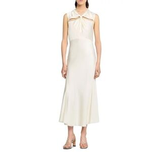 Croisette Rhinestone Trim Satin Maxi Dress